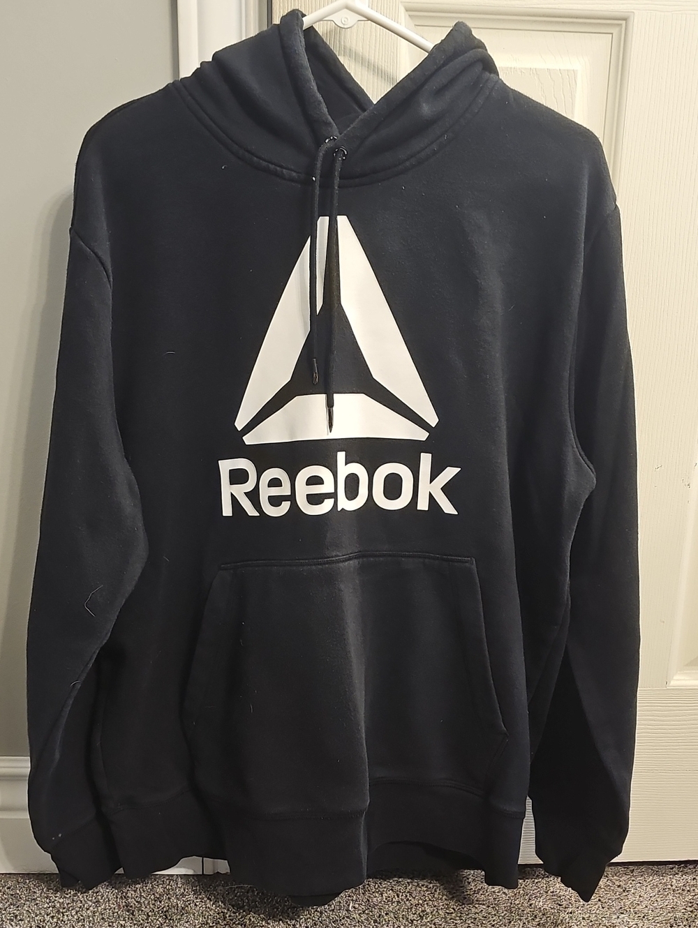 Reebok Black Hoodie with White Delta Logo